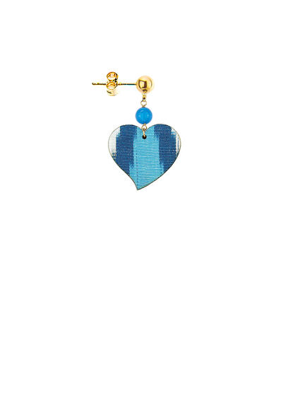 Small Blue Heart Earring - Lebole Maison