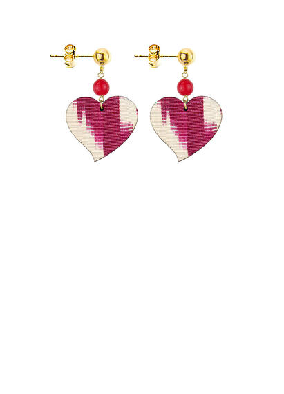 Small Ruby Heart Earrings - Lebole Maison