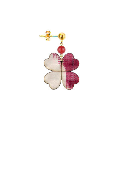 Small Red Four-leaf Clover Earring - Lebole Maison