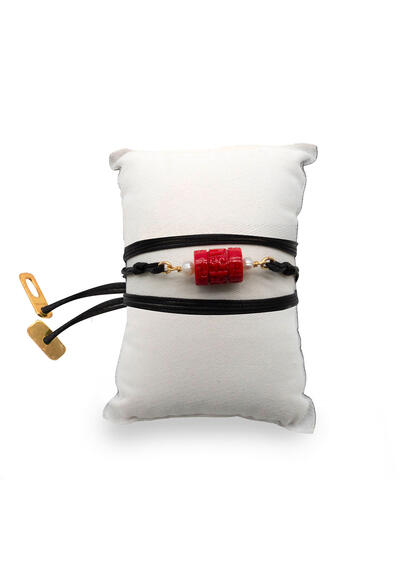 Bracciale Pietra Rossa Nero - Lebole Maison