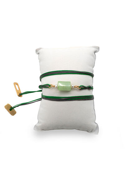 Bracciale Pietra Verde Giada Grigio E Verde - Lebole Maison