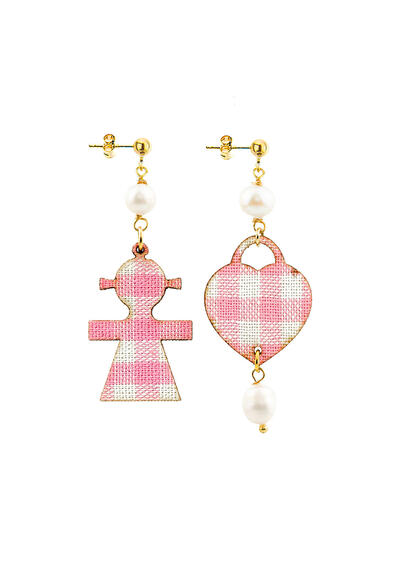 Little Girl Earrings And Mini Pearl Stone Heart - Lebole Maison