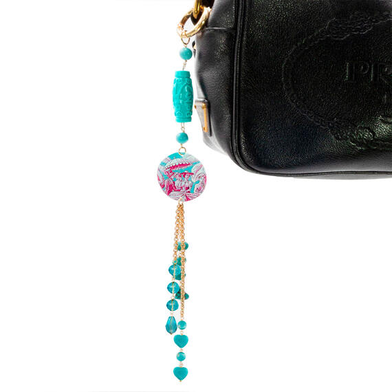 Charm Bag Toile De Jouy Turchese - Lebole Maison