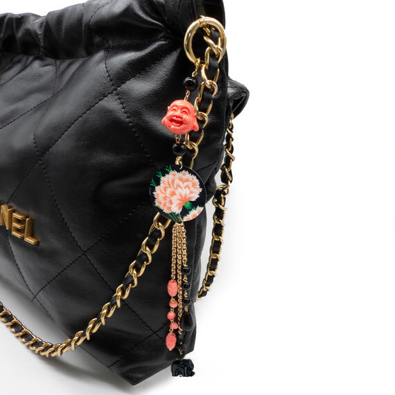 Charm Bag Fiore Rosa Nero - Lebole Maison