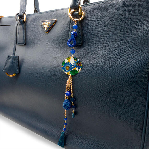 Charm Bag Fiore Righe Blu - Lebole Maison