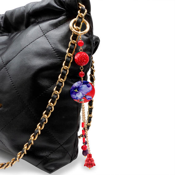 Charm Bag Fiore Viola Rubino - Lebole Maison