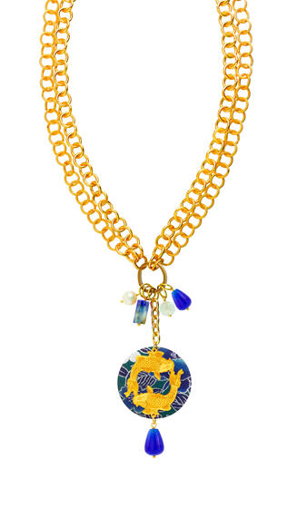 Collana Doppia Carpe Blu - Lebole Maison