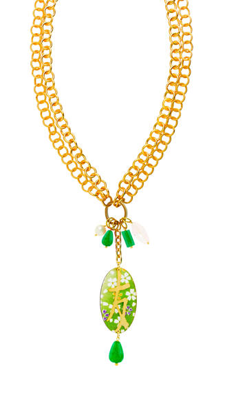 Collana Doppia Kanji Amicizia Verde - Lebole Maison