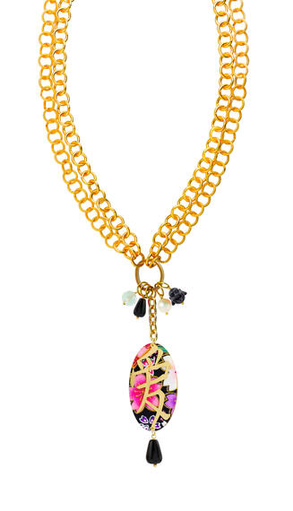 Collana Doppia Kanji Amore Nero - Lebole Maison