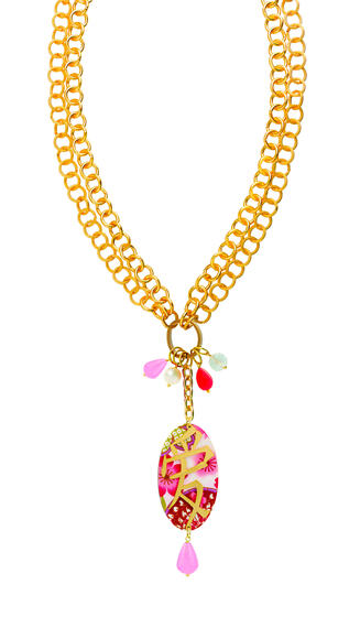 Collana Doppia Kanji Amore Rosa Fluo - Lebole Maison