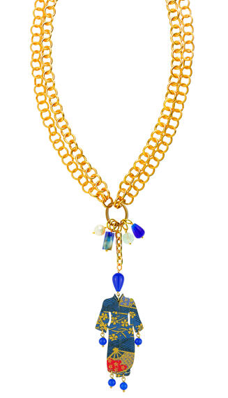 Collana Doppia Kimono Blu - Lebole Maison