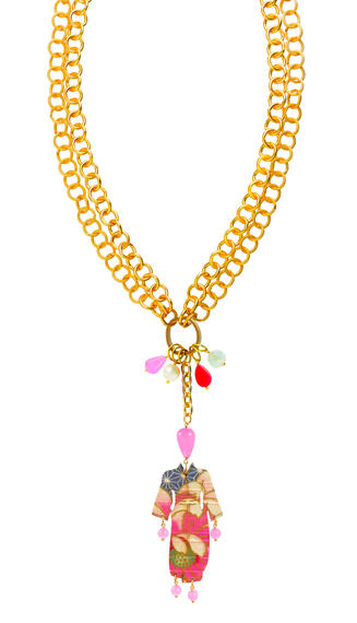 Collana Doppia Kimono Rosa Fluo - Lebole Maison