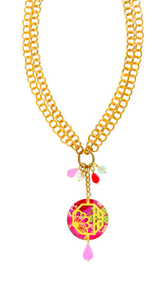 Collana Doppia Fiore Rosa Fluo - Lebole Maison