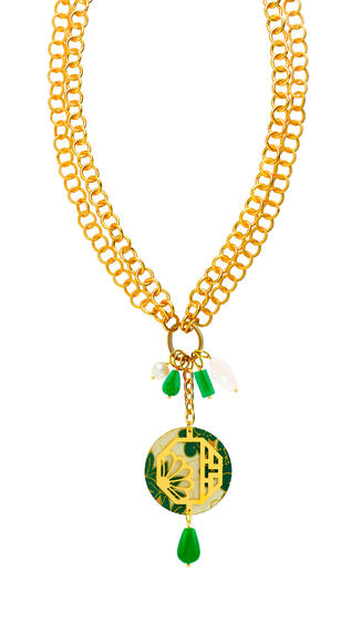 Collana Doppia Fiore Verde - Lebole Maison