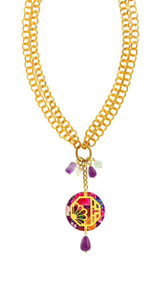 Collana Doppia Fiore Viola - Lebole Maison