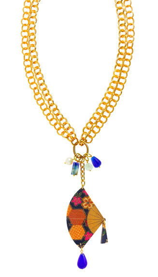 Collana Doppia Ventaglio Blu - Lebole Maison