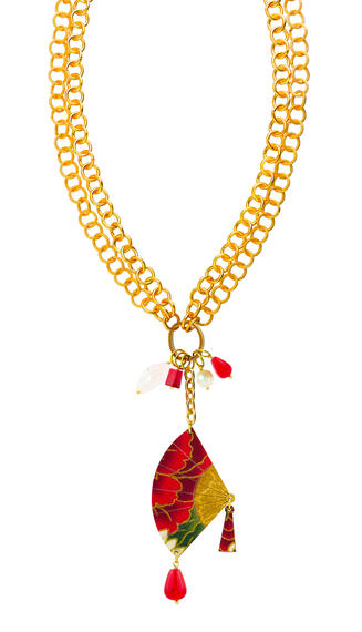 Double Ruby Fan Necklace - Lebole Maison