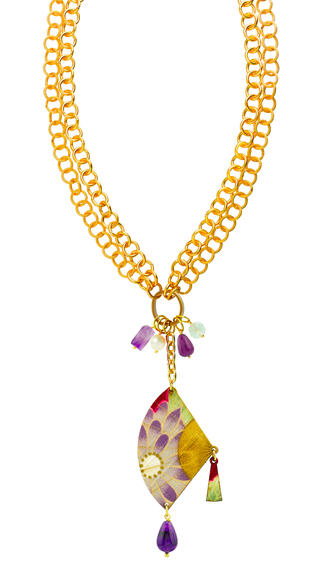 Collana Doppia Ventaglio Viola - Lebole Maison