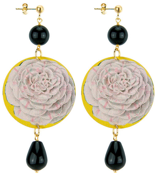 Orecchini Camelia Bianca Classico Nero - Lebole Maison