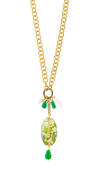 Collana Doppia Kanji Amicizia Verde - Lebole Maison