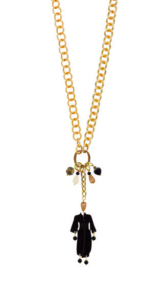 Collana Doppia Kimono Plexi Nero Marrone - Lebole Maison