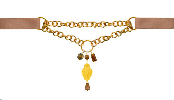 Collana Gros Grain Beige Potiche - Lebole Maison