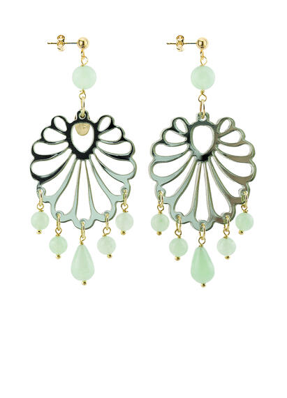Orecchini Chandelier Conchiglia Plexi Verde Giada - Lebole Maison