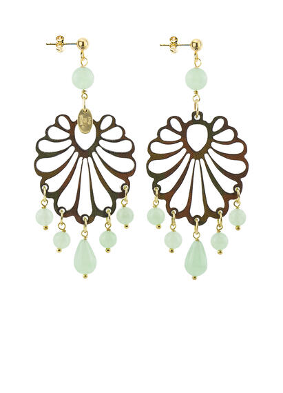 Orecchini Chandelier Conchiglia Plexi Verde Giada - Lebole Maison