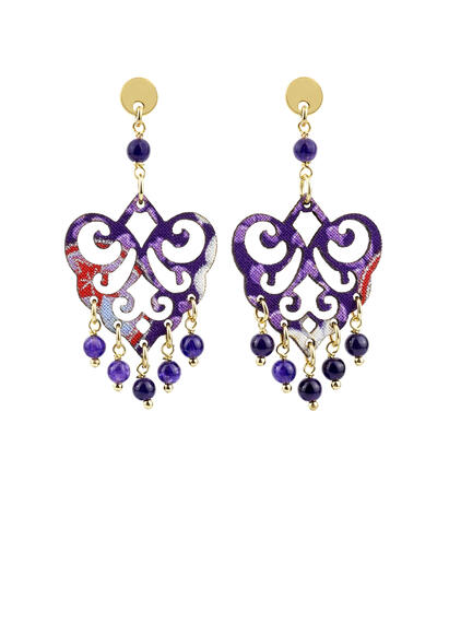 Orecchini Chandelier Palma Mini Viola - Lebole Maison