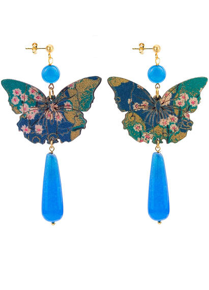 Orecchini Farfalla Goccia Lunga Azzurro - Lebole Maison