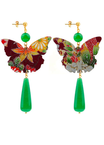 Orecchini Farfalla Goccia Lunga Verde - Lebole Maison