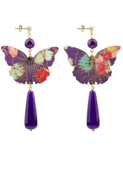 Orecchini Farfalla Goccia Lunga Viola - Lebole Maison