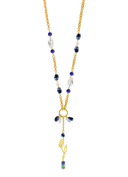 Collana Lunga Viso Pietre Blu - Lebole Maison