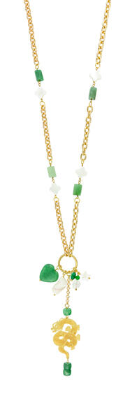 Collana Lunga Mito Pietre Verdi E Madreperla - Lebole Maison