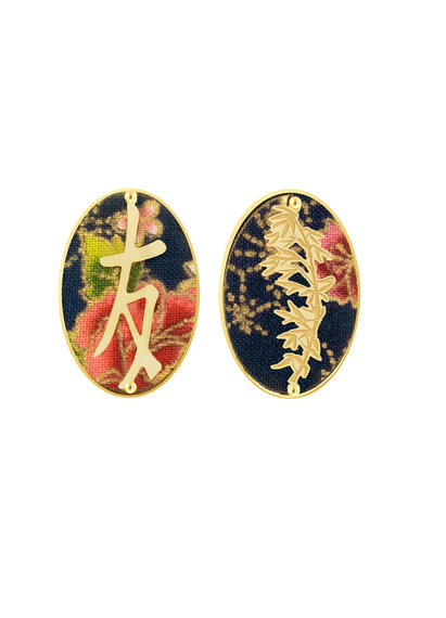 Orecchini Kanji Amicizia Clips Ovale Blu - Lebole Maison