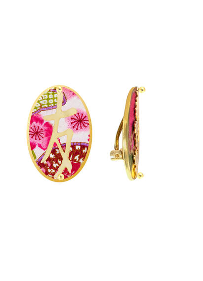 Orecchini Kanji Amicizia Clips Ovale Fucsia - Lebole Maison
