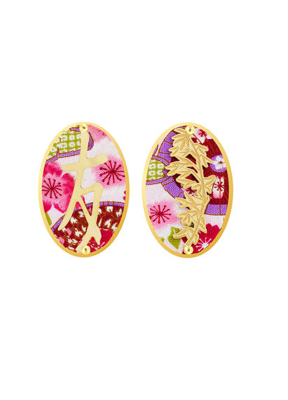 Orecchini Kanji Amicizia Clips Ovale Fucsia - Lebole Maison