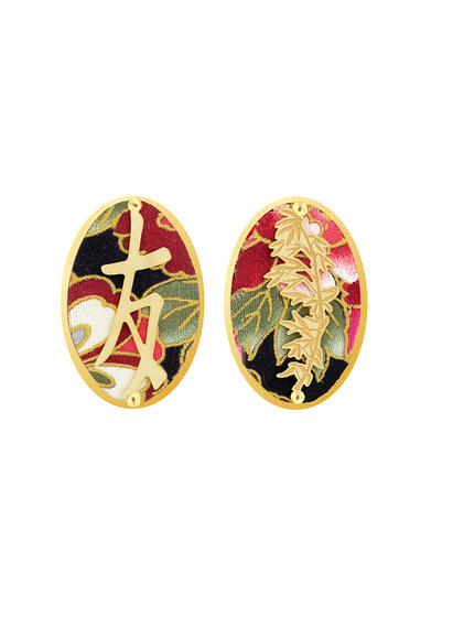 Orecchini Kanji Amicizia Clips Ovale Nero - Lebole Maison