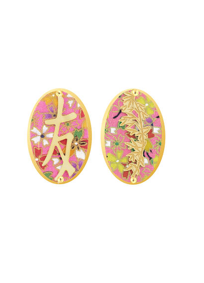 Orecchini Kanji Amicizia Clips Ovale Rosa - Lebole Maison