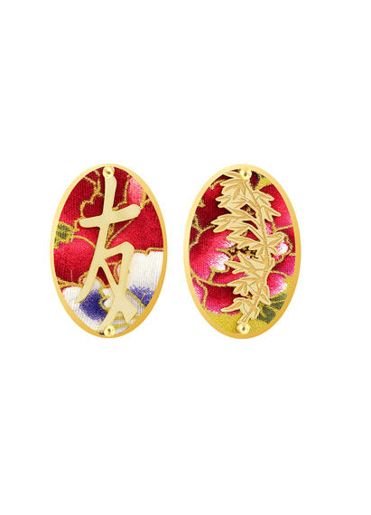 Orecchini Kanji Amicizia Clips Ovale Rubino - Lebole Maison