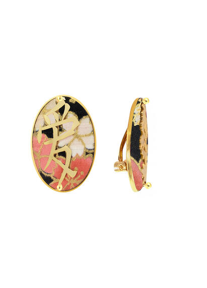 Orecchini Kanji Amore Clips Ovale Nero - Lebole Maison