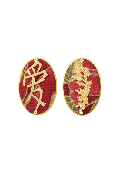 Orecchini Kanji Amore Clips Ovale Rubino - Lebole Maison