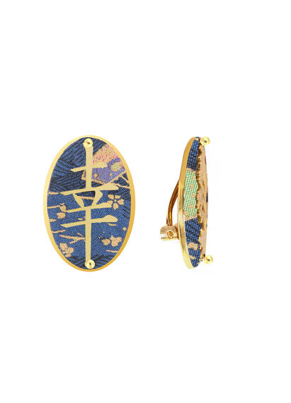 Orecchini Kanji Fortuna Clips Ovale Azzurro - Lebole Maison