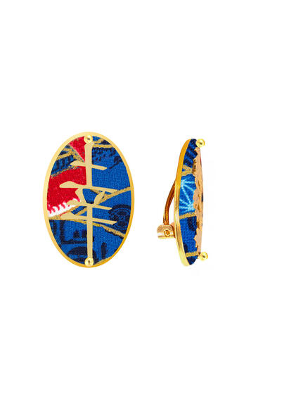 Orecchini Kanji Fortuna Clips Ovale Blu - Lebole Maison