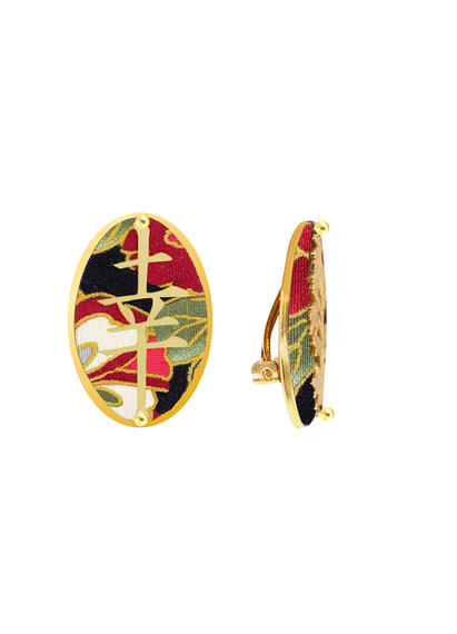 Orecchini Kanji Fortuna Clips Ovale Nero - Lebole Maison