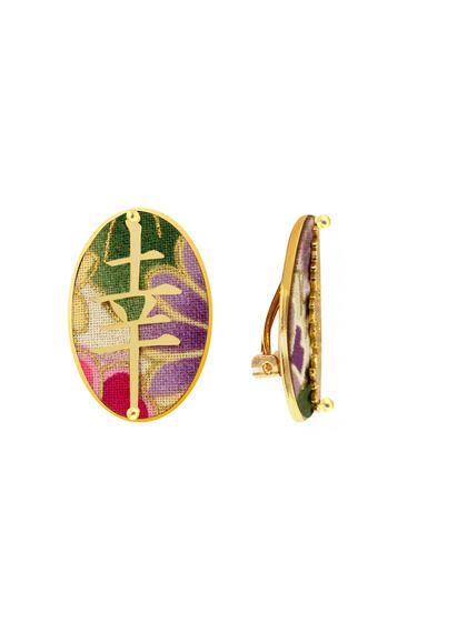 Orecchini Kanji Fortuna Clips Ovale Verde - Lebole Maison