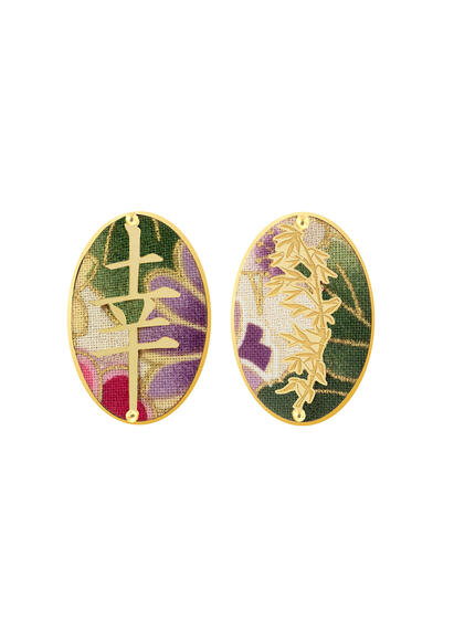 Orecchini Kanji Fortuna Clips Ovale Verde - Lebole Maison