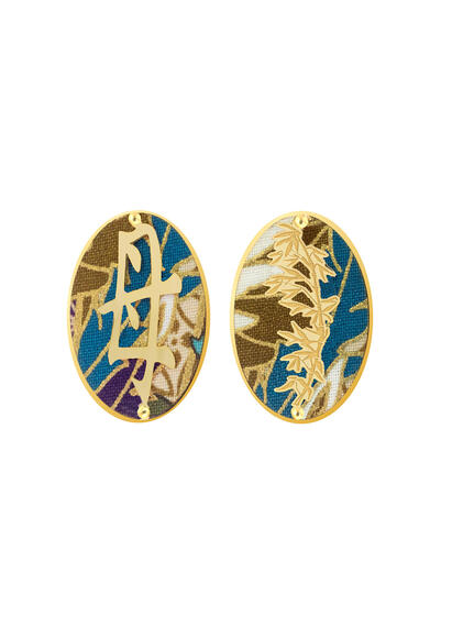 Orecchini Kanji Mamma Clips Ovale Azzurro - Lebole Maison