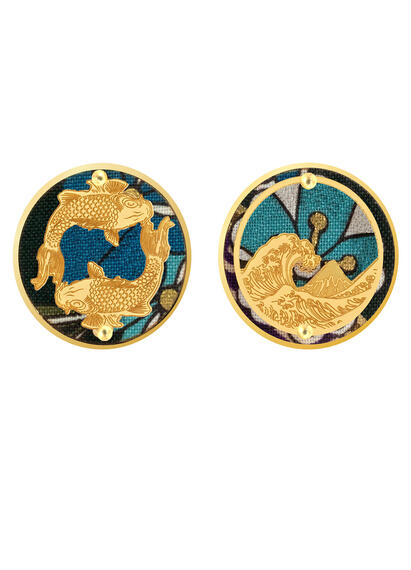 Orecchini Carpe Clips Tondo Azzurro - Lebole Maison