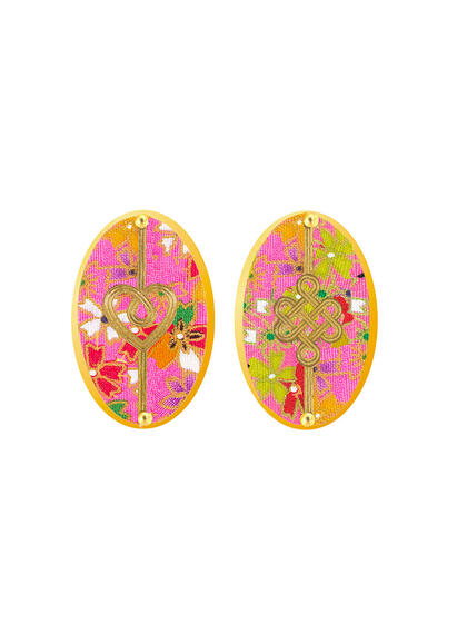 Orecchini Cuore E Infinito Clips Ovale Rosa - Lebole Maison